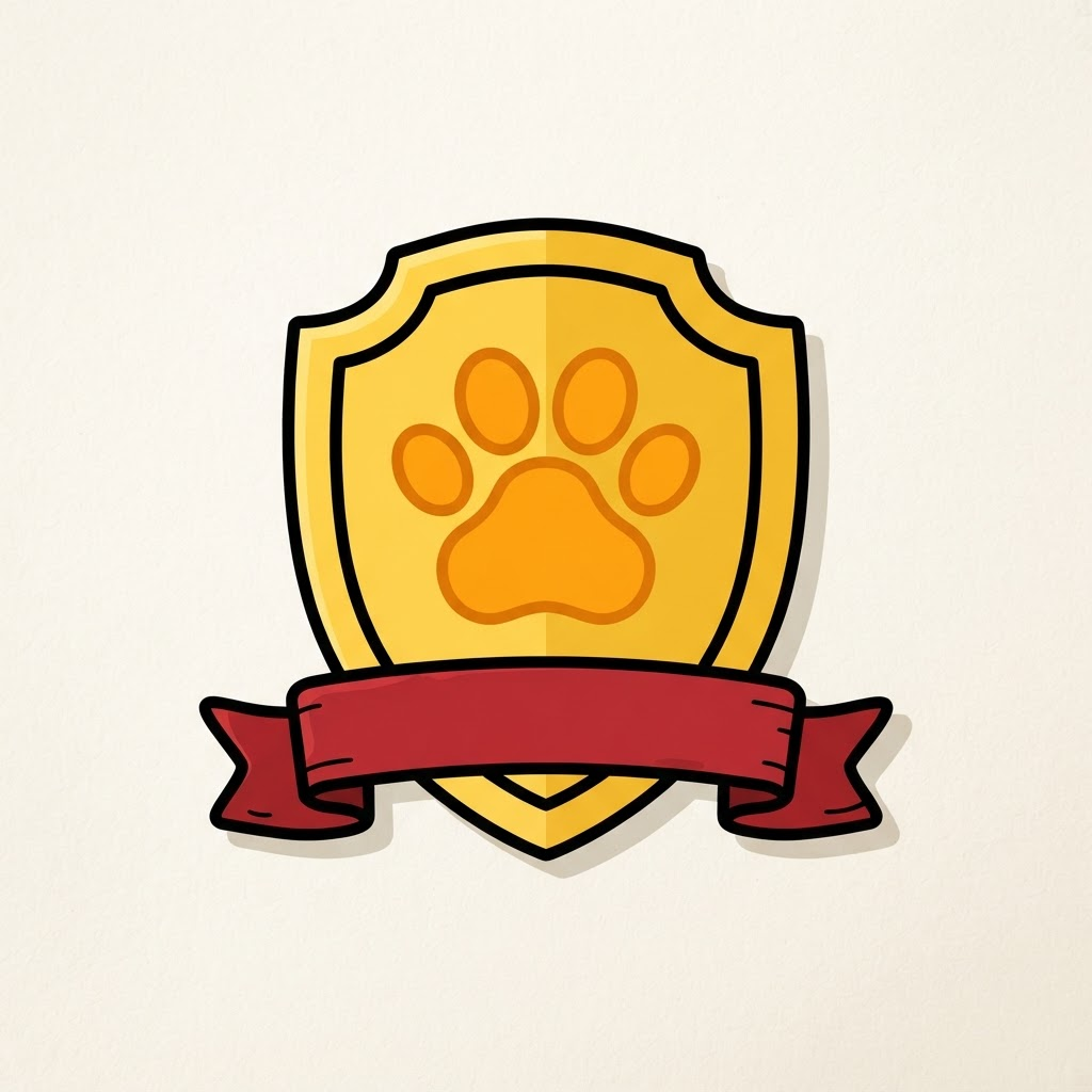 Courage badge: a gold shield with an orange lion paw print